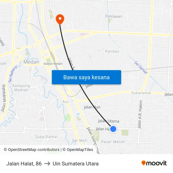 Jalan Halat, 86 to Uin Sumatera Utara map