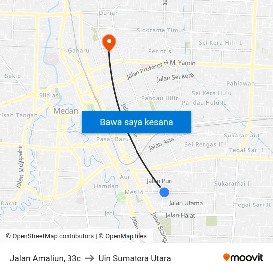 Jalan Amaliun, 33c to Uin Sumatera Utara map
