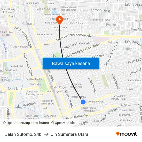 Jalan Sutomo, 24b to Uin Sumatera Utara map