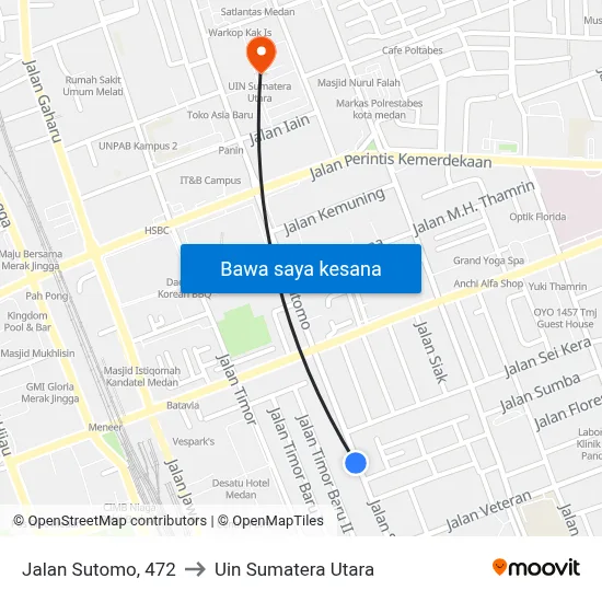 Jalan Sutomo, 472 to Uin Sumatera Utara map