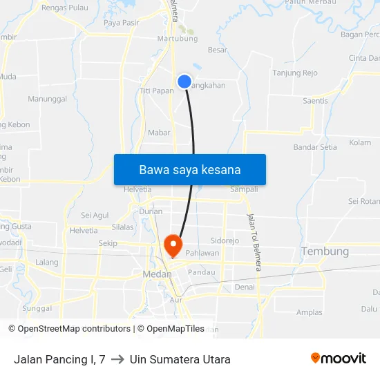 Jalan Pancing I, 7 to Uin Sumatera Utara map