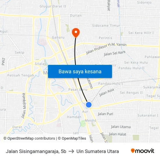 Jalan Sisingamangaraja, 5b to Uin Sumatera Utara map