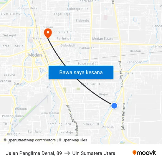 Jalan Panglima Denai, 89 to Uin Sumatera Utara map