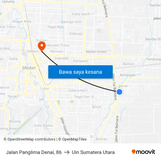 Jalan Panglima Denai, 86 to Uin Sumatera Utara map