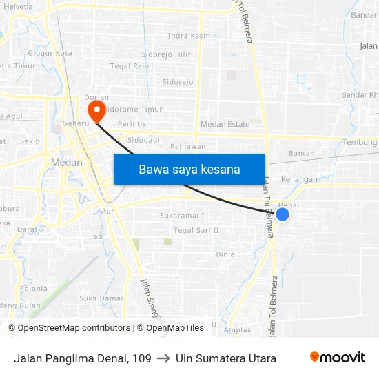 Jalan Panglima Denai, 109 to Uin Sumatera Utara map