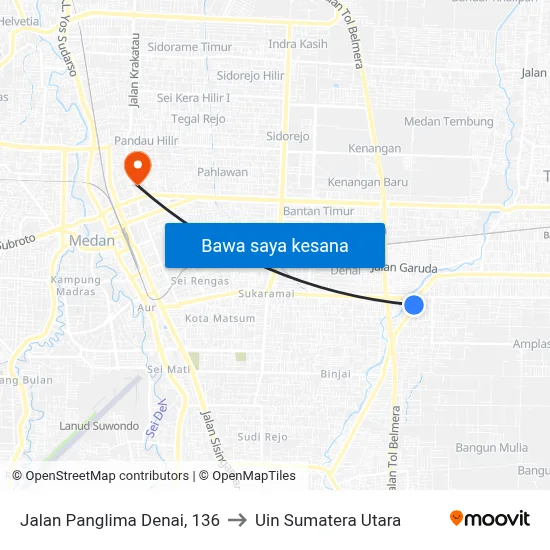 Jalan Panglima Denai, 136 to Uin Sumatera Utara map