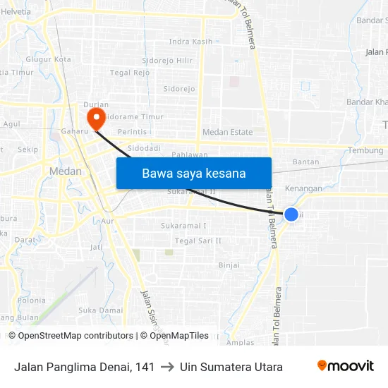 Jalan Panglima Denai, 141 to Uin Sumatera Utara map