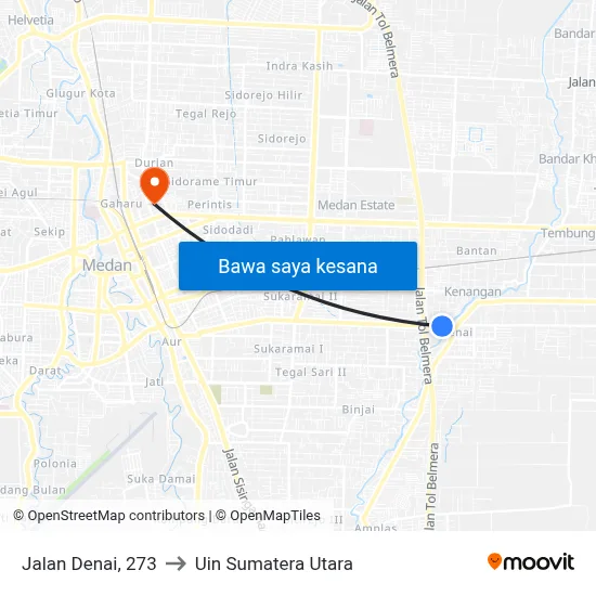 Jalan Denai, 273 to Uin Sumatera Utara map