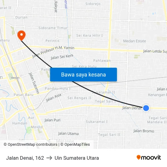 Jalan Denai, 162 to Uin Sumatera Utara map