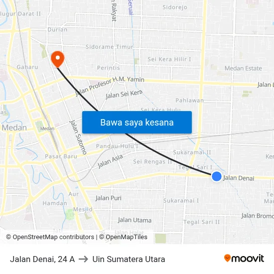 Jalan Denai, 24 A to Uin Sumatera Utara map