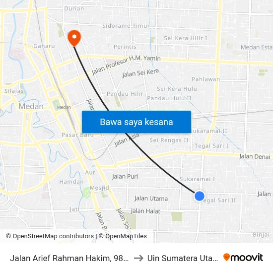 Jalan Arief Rahman Hakim, 98 A to Uin Sumatera Utara map