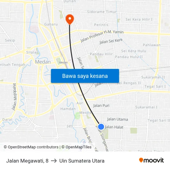 Jalan Megawati, 8 to Uin Sumatera Utara map