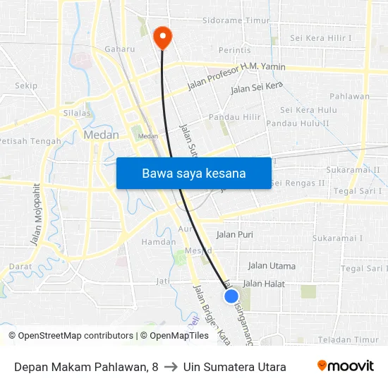 Depan Makam Pahlawan, 8 to Uin Sumatera Utara map