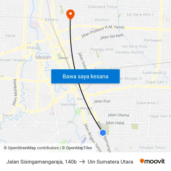 Jalan Sisingamangaraja, 140b to Uin Sumatera Utara map