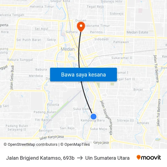Jalan Brigjend Katamso, 693b to Uin Sumatera Utara map