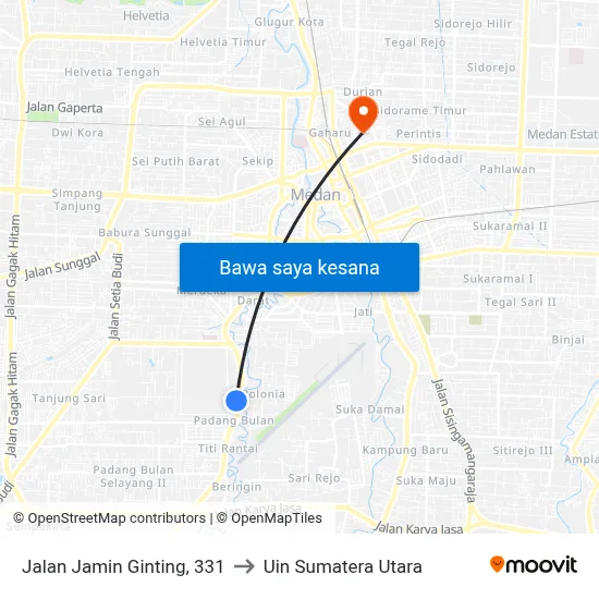 Jalan Jamin Ginting, 331 to Uin Sumatera Utara map