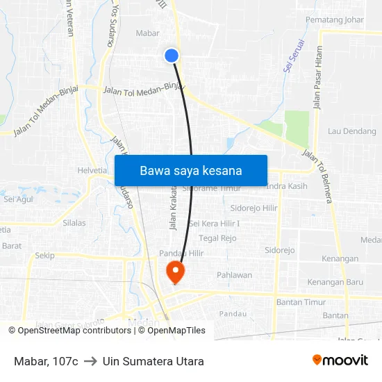 Mabar, 107c to Uin Sumatera Utara map