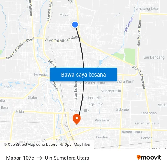 Mabar, 107c to Uin Sumatera Utara map