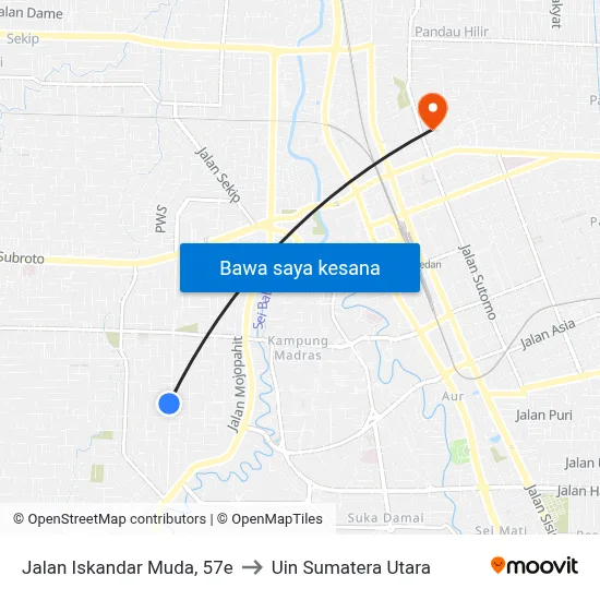 Jalan Iskandar Muda, 57e to Uin Sumatera Utara map
