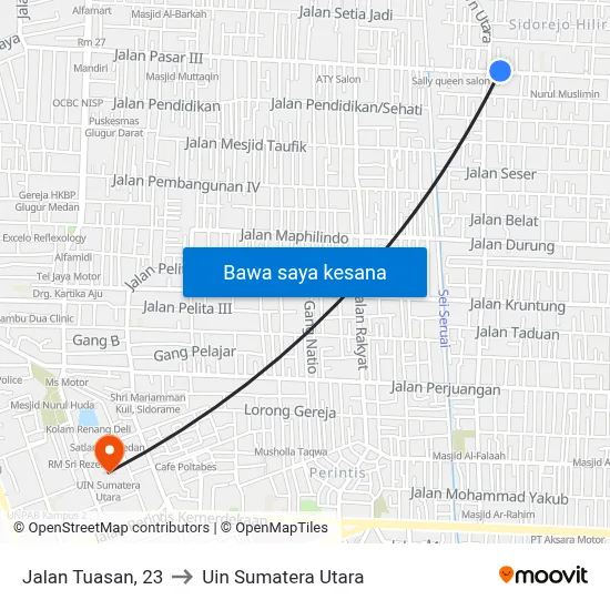 Jalan Tuasan, 23 to Uin Sumatera Utara map