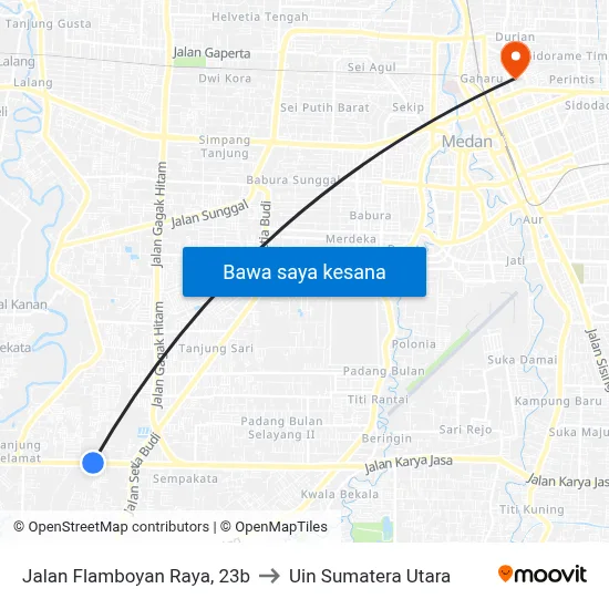 Jalan Flamboyan Raya, 23b to Uin Sumatera Utara map