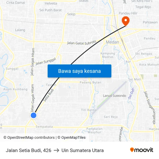 Jalan Setia Budi, 426 to Uin Sumatera Utara map