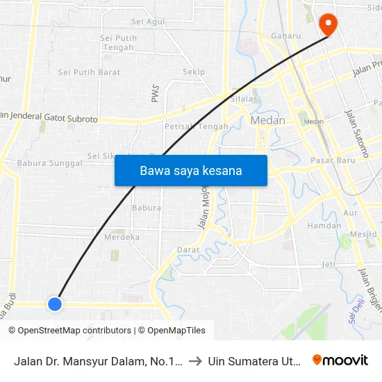 Jalan Dr. Mansyur Dalam, No.120 to Uin Sumatera Utara map