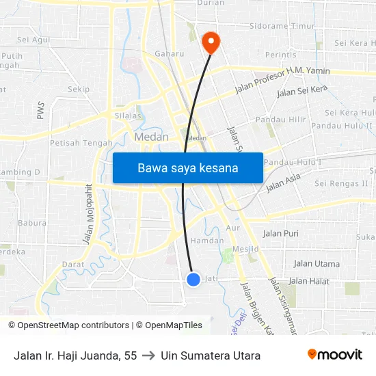 Jalan Ir. Haji Juanda, 55 to Uin Sumatera Utara map