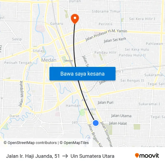 Jalan Ir. Haji Juanda, 51 to Uin Sumatera Utara map