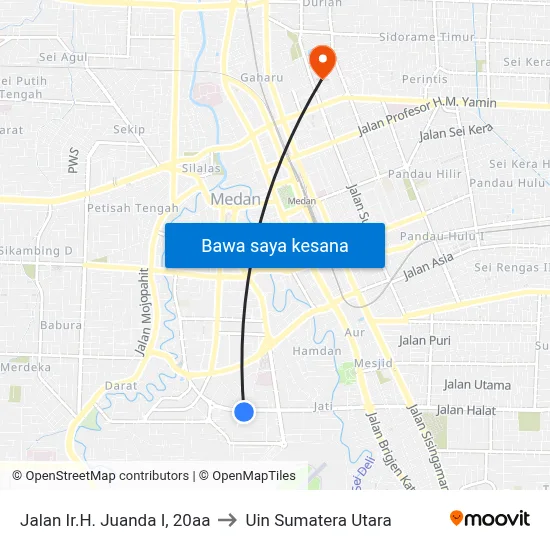 Jalan Ir.H. Juanda I, 20aa to Uin Sumatera Utara map