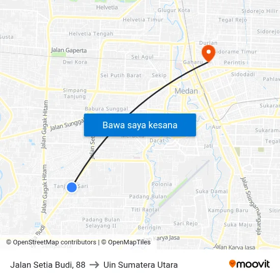 Jalan Setia Budi, 88 to Uin Sumatera Utara map