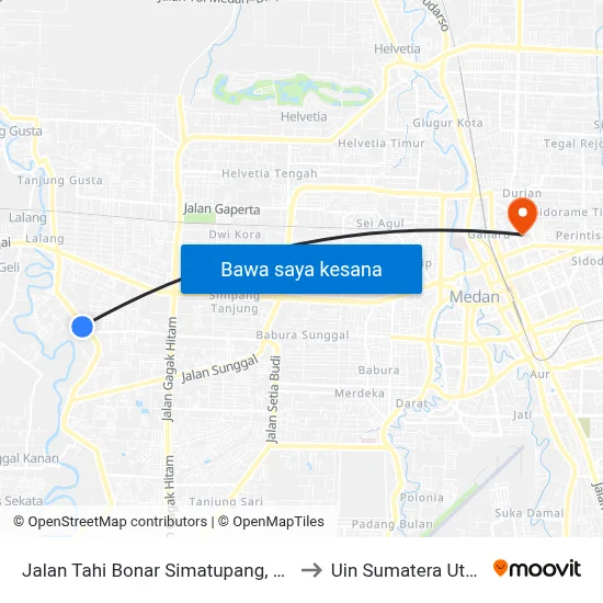 Jalan Tahi Bonar Simatupang, 126 to Uin Sumatera Utara map