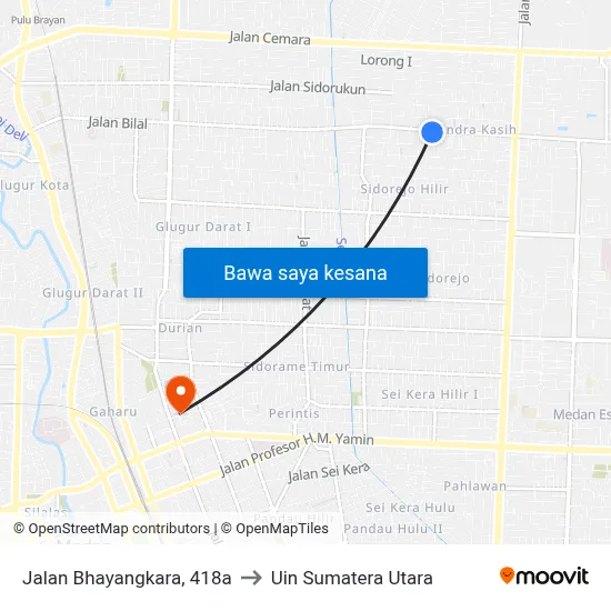 Jalan Bhayangkara, 418a to Uin Sumatera Utara map