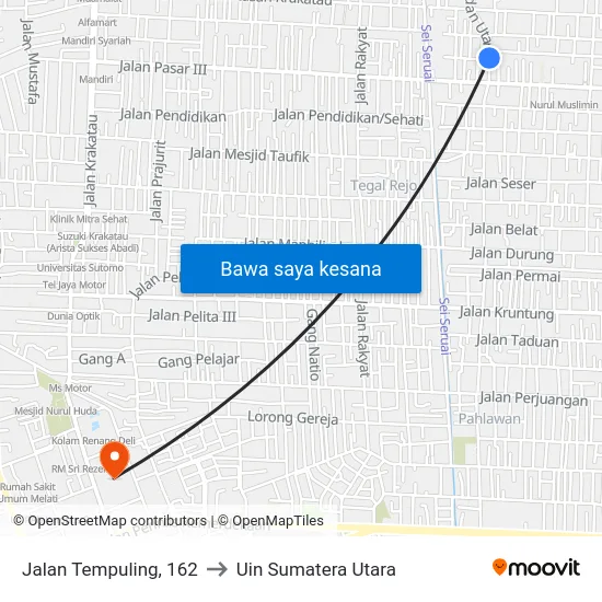 Jalan Tempuling, 162 to Uin Sumatera Utara map