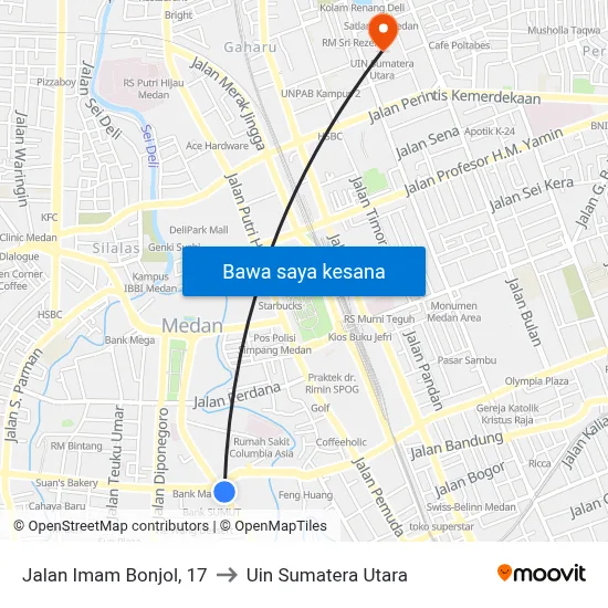 Jalan Imam Bonjol, 17 to Uin Sumatera Utara map