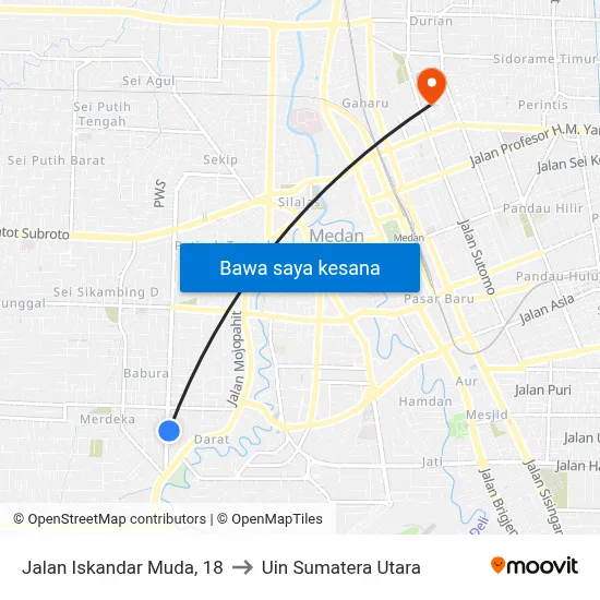 Jalan Iskandar Muda, 18 to Uin Sumatera Utara map
