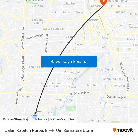Jalan Kapiten Purba, 8 to Uin Sumatera Utara map