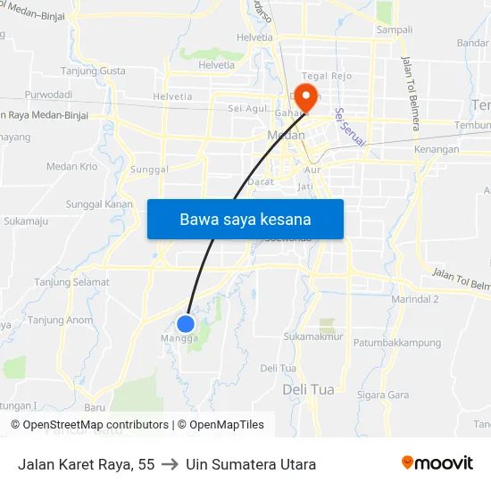 Jalan Karet Raya, 55 to Uin Sumatera Utara map