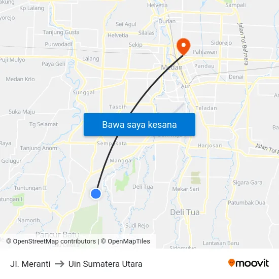 Jl. Meranti to Uin Sumatera Utara map