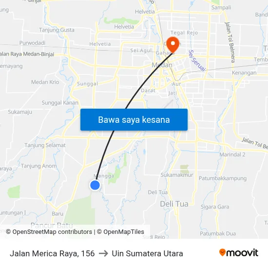 Jalan Merica Raya, 156 to Uin Sumatera Utara map