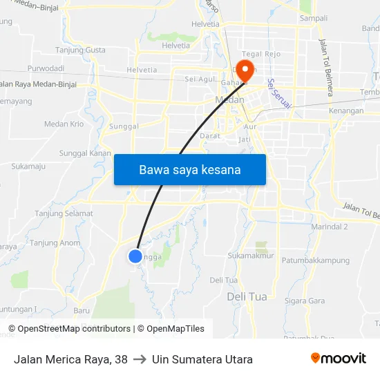Jalan Merica Raya, 38 to Uin Sumatera Utara map