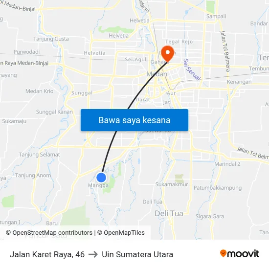 Jalan Karet Raya, 46 to Uin Sumatera Utara map