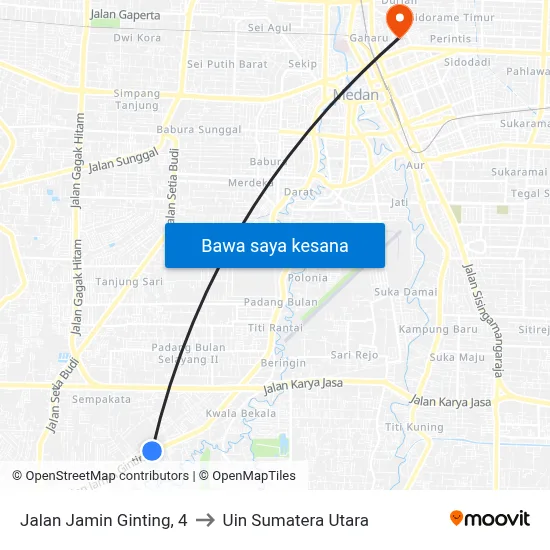 Jalan Jamin Ginting, 4 to Uin Sumatera Utara map