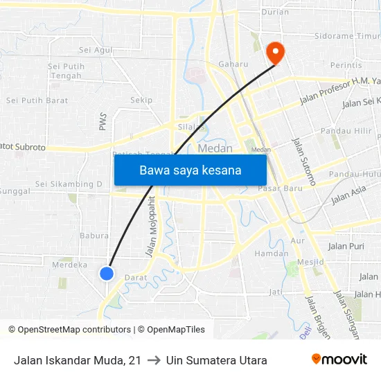 Jalan Iskandar Muda, 21 to Uin Sumatera Utara map