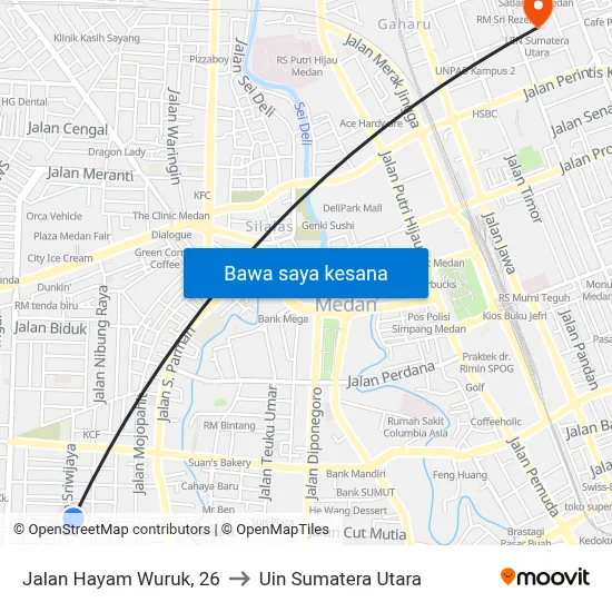 Jalan Hayam Wuruk, 26 to Uin Sumatera Utara map