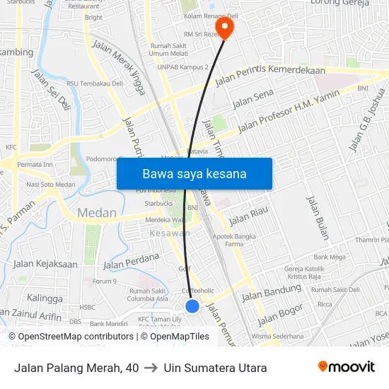 Jalan Palang Merah, 40 to Uin Sumatera Utara map