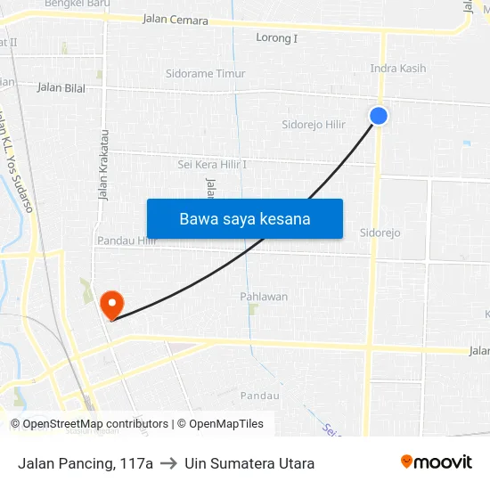 Jalan Pancing, 117a to Uin Sumatera Utara map