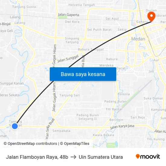 Jalan Flamboyan Raya, 48b to Uin Sumatera Utara map