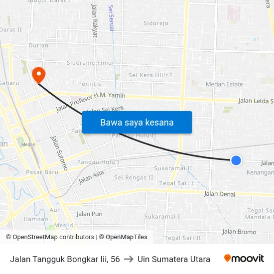 Jalan Tangguk Bongkar Iii, 56 to Uin Sumatera Utara map
