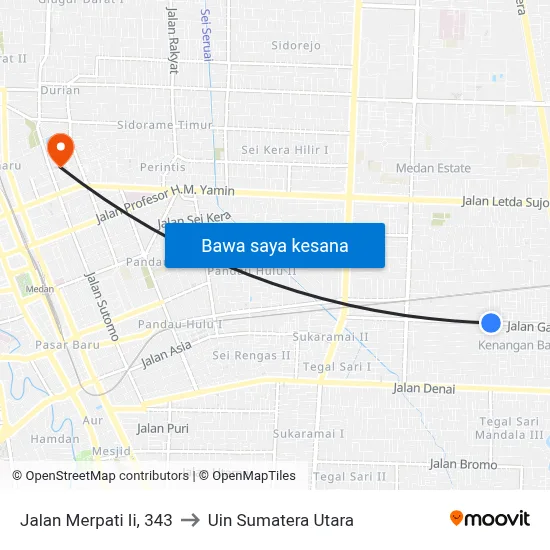 Jalan Merpati Ii, 343 to Uin Sumatera Utara map